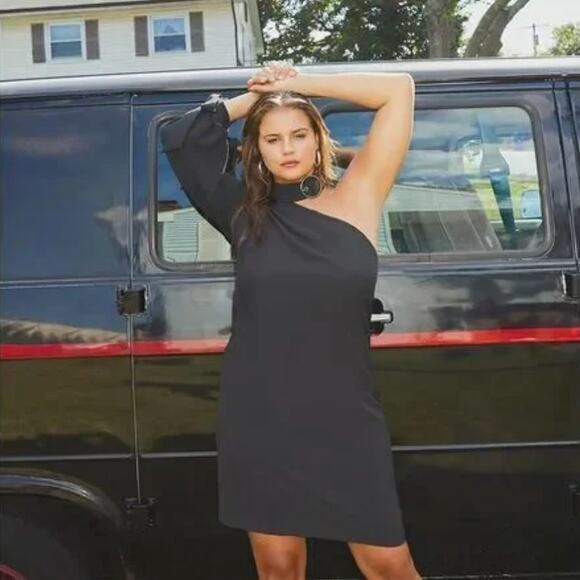 NEW Eloquii Black One Shoulder Dress with‎ Buckle Detail, 20 - Picture 1 of 16